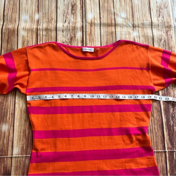 Calvin Klein Women’s Long Sleeve Striped Dress Orange and Pink Size Medium - Picture 4 of 9